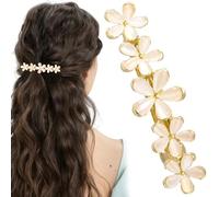 Joez Wonderful Flower Opal Hair Clips, Gold Sparkly Hair Barrettes, Fancy Vintage Hair Clip, Decorative Hair Accessories for Women, Wedding, Prom, Birthday, Valentines, Engagement (2.64inch)