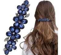 Joez Wonderful Rhinestone Hair Clips, Bridal Hair Accessories for Women, Sparkly Crystal Hair Pins, Fancy Hair Barrettes for Wedding, Bride, Long Hair (Blue Flower, 1 Pcs)