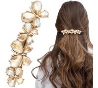 Joez Wonderful Rhinestone Hair Clips, Bridal Hair Accessories for Women, Sparkly Crystal Hair Pins, Fancy Hair Barrettes for Wedding, Bride, Long Hair (Champagne Butterfly, 1 Pcs)
