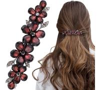 Joez Wonderful Rhinestone Hair Clips, Bridal Hair Accessories for Women, Sparkly Crystal Hair Pins, Fancy Hair Barrettes for Wedding, Bride, Long Hair (Red Flower, 1 Pcs)