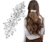 Joez Wonderful Rhinestone Hair Clips, Silver Bridal Hair Accessories for Women, Sparkly Crystal Hair Pins, Fancy Flower Hair Barrettes for Wedding, Bride, Long Hair (1 Pcs)
