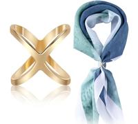 Joez Wonderful Scarf Ring Clip, Wide Band Chunky Chain Silk Scarf Buckle, Shawl Clips Scarf Clasp Holder Scarves Pin, L