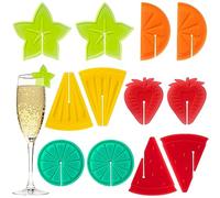 Joez Wonderful Wine Glass Charms Drink Markers for Glasses 12pcs, Fruit Wine Glass Tags Cup Identifiers Drink Labels for Bar Party Champagne Flutes Cocktails Martinis