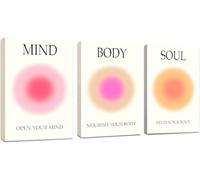 JOFANG Framed Wall Art Set of 3- Colorful Aura Grainy Gradient Pink Canvas Wall Art for Living Room Bedroom Dining Room Office Wall Prints-12x16in