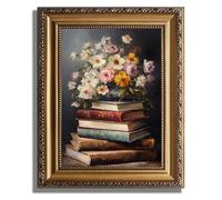 JOFANG Vintage Framed Wall Art,White RoseBook and Flower Canvas Wall Art for Living Room,Bedroom,kitchen Wall Decor Canvas Prints,9x12inch