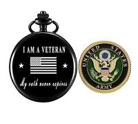 Jofanvin Gifts for Veterans,Pocket Watch for Veterans with Military ChanllengCoin,Best Veterans Day Gifts, B.Color B