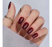 Jofay Fashion Press on the short nails - acrylic on the red nails, square glue on the nails with nail glue, fits perfectly and sticks to natural nails