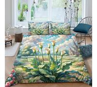 JOFHYYSIE Calla Lily 3D Printing Duvet Cover Set Bedding Soft Microfibre Hidden Zipper And Pillowcases Chilldren King（220x240cm）