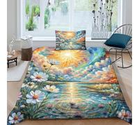 JOFHYYSIE Cosmos Bipinnatus 3D Printing Qullt Cover Bedding Set Soft Microfibre Hidden Zipper And Pillowcases Chilldren Single（135x200cm）