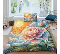 JOFHYYSIE Fatsia Japonica Flower 3D Printing Qullt Cover Bedding Set Soft Microfibre Hidden Zipper And Pillowcases Chilldren Single（135x200cm）