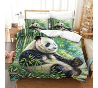 JOFHYYSIE Giant Panda 3D Printing Qullt Cover Bedding Set Soft Microfibre Hidden Zipper with Matching Pillowcase Chilldren Single（140x200cm）