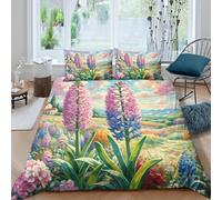 JOFHYYSIE Hyacinth 3D Printing Qullt Cover Bedding Set Soft Microfibre Hidden Zipper with Matching Pillowcase Chilldren Double（200x200cm）