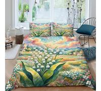 JOFHYYSIE Lily of The Valley 3D Printing Duvet Cover Bedding Soft Microfibre Hidden Zipper And Pillowcases Chilldren King(220x240cm)