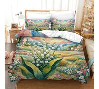 JOFHYYSIE Lily of The Valley 3D Printing Duvet Cover Set Bedding Set Soft Microfibre Hidden Zipper And Pillowcases Teenagers Super King（260x220cm）