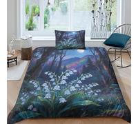 JOFHYYSIE Lily of The Valley 3D Printing Duvet Covers Bedding Set Soft Microfibre Hidden Zipper with Matching Pillowcase Teenagers Single(135x200cm)