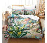 JOFHYYSIE Lily of The Valley 3D Printing Qullt Cover Bedding Soft Microfibre Hidden Zipper And Pillowcase Kids Super King(260x220cm)