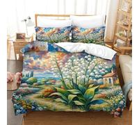 JOFHYYSIE Lily of The Valley 3D Printing Qullt Cover Bedding Soft Microfibre Hidden Zipper And Pillowcase Teenagers Super King（260x220cm）