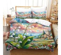 JOFHYYSIE Lily of The Valley 3D Printing Qullt Cover Bedding Soft Microfibre Hidden Zipper And Pillowcase Chilldren Super King(260x220cm)