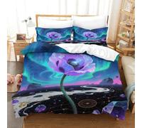 JOFHYYSIE Papaver Rhoeas 3D Printing Duvet Cover Bedding Set Soft Microfibre Hidden Zipper with Matching Pillowcase Chilldren Single（140x200cm）