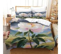 JOFHYYSIE Peony 3D Printing Duvet Cover Set Bedding Soft Microfibre Hidden Zipper And Pillowcases Chilldren Single（140x200cm）