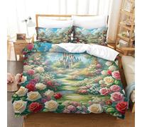 JOFHYYSIE Rose 3D Printing Duvet Cover Bedding Set Soft Microfibre Hidden Zipper And Pillowcase Chilldren Super King（260x220cm）