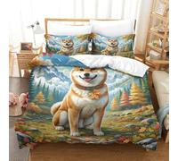 JOFHYYSIE Shiba Inu 3D Printing Duvet Covers Bedding Soft Microfibre Hidden Zipper And Pillowcases Teenagers Super King（260x220cm）