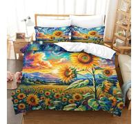 JOFHYYSIE Sunflower 3D Printing Duvet Cover Set Bedding Set Soft Microfibre Hidden Zipper And Pillowcases Chilldren Super King（260x220cm）