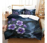 JOFHYYSIE Violet 3D Printing Duvet Cover Bedding Set Soft Microfibre Hidden Zipper with Matching Pillowcase Chilldren Super King（260x220cm）