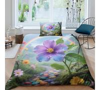 JOFHYYSIE Violet 3D Printing Duvet Covers Bedding Set Soft Microfibre Hidden Zipper with Matching Pillowcase Chilldren Single（135x200cm）