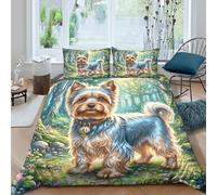 JOFHYYSIE Yorkshire Terrier 3D Printing Duvet Cover Bedding Soft Microfibre Hidden Zipper And Pillowcase Kids King（220x240cm）