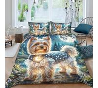JOFHYYSIE Yorkshire Terrier 3D Printing Duvet Covers Bedding Set Soft Microfibre Hidden Zipper with Matching Pillowcase Teenagers Double（200x200cm）