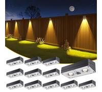 JOFIOS - 12 Pack Solar Fence Lights Outdoor 50 Lumens, with 12 Modes RGB Color LED Solar Light Glow Outdoor Waterproof Solar Lights for Patio,