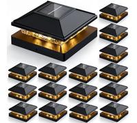 JOFIOS 16pack Modern Black Solar LED Post Cap Lights, 16 x LED, Waterproof, Solar Powered, Anti-Rust, for Deck, Fence, Porch, Garden, Patio