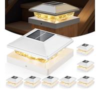 JOFIOS Post Cap Lights 8pack, 4x4 Deck Fence Post Solar Lights Outdoor, White, Plastic, Waterproof