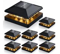 JOFIOS Post Cap Lights 8pack, 4x4 Deck Fence Post Solar Lights Outdoor with Warm White Lighting,Black Waterproof Solar Post Lights for Vinyl/Wood Posts to Decorate Fence, Deck,Garden, Patio