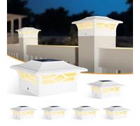 JOFIOS Solar Fence Post Lights, 4x4 Solar Post Cap Lights for Vinyl Fence, Solar Deck Lights Outdoor Warm White/Cool White Lighting, Solar Post Lights Outdoor Waterproof White Decorate Garden Pathway…