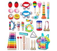 JOFLVA Musical Toy Instruments, 32 PCS Kids Musical Instruments, Wooden Musical Instruments For Toddlers, Music Enlightenment Percussion Toys, Musical Sensory Instruments Toys For 1-5 Year Old.