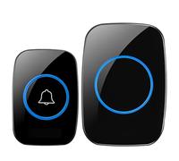 JOFLVA Wireless Doorbell with Battery 300 m Range IP55 Waterproof Electronic Doorbell Doorbell 60 Melodies with LED Flash, 5 Volume Levels Bell Button, Black Wireless Doorbell Set