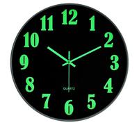JoFomp Glow in The Dark Clock, 16 Inch Modern Silent Non Ticking Wall Clocks Battery Operated, Night Light Wall Clock for Living Room Decor, Wall Clock Decorative for Kitchen Bedroom
