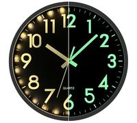 JoFomp LED Wall Clock for Bedroom Night Glow, 12 Inch Silent Wall Clocks Battery Operated, Light Up Wall Clocks for Living Room Decor, Sound Control Modern Wall Clock Glow in Dark for Kitchen Office