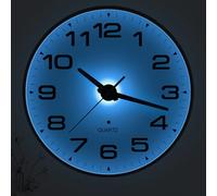 JoFomp Lighted Wall Clocks Battery Operated, 10 Inch Wall Clock for Bedroom Night Glow, Night Light Wall Clock Silent, Glow in The Dark Wall Clocks for Living Room Decor, Light Sensor - Auto Lighting
