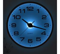 JoFomp Lighted Wall Clocks Battery Operated, 12 Inch Wall Clock for Bedroom Night Glow, Light Up Wall Clock Silent, Glow in The Dark Wall Clocks for Living Room Decor, Light Sensor - Auto Lighting