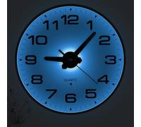 JoFomp Lighted Wall Clocks Battery Operated, 8 Inch Small Wall Clock for Bedroom Night Glow, Night Light Wall Clock Silent, Glow in Dark Wall Clocks for Living Room Decor, Light Sensor - Auto Lighting