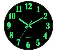 JoFomp Modern Night Light Wall Clock, 12 Inch Silent Non-Ticking Quartz Wall Clocks, Large Luminous Function Numbers and Hands, Battery Operated Decorative Wall Clock for Office, Kitchen, Living Room