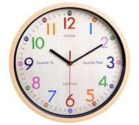 JoFomp Teaching Clock for Kids | 12 inch Educational Wall Clock for Learning Time, Silent Non-Ticking Quartz Decorative Wall Clock for Teacher's Classrooms or Children's Bedrooms (Yellow)