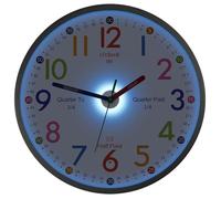 JoFomp Telling Time Teaching Clock, 12 Inch Illuminated Wall Clock for Kids Bedroom, LED Wall Clock Battery Operated, Silent Learning Clock for Kids, Teachers & Classroom, Light Sensor - Auto Lighting