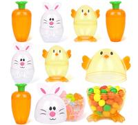 JOFONY 9 Pcs Easter Eggs Shell Bunny Chick Shaped Novelty Themed Characters for Easter Egg Hunt, Basket Stuffers Filler, Fillable Shells, Party Supplies
