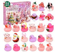 JOFONY Advent Calendar 2025,Pink Rubber Duck Advent Calendar 2025,24 Days Christmas Countdown Gift with 24 Rubber Ducks Bath Toys for Toddler Boys Girls Xmas Gifts
