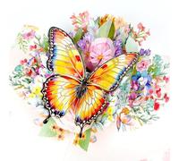 JOFONY Butterfly Flower Pop Up Card 3D Exquisite Butterfly Pop Up Card - Elegant 3D Greeting Card for Special Occasions, Birthdays, Anniversaries, and Thank Yous Surprise