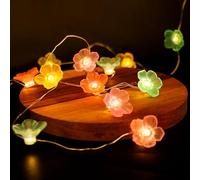 JOFONY LED Fairy Lights Flowers, Macaron LED Fairy Lights, Cherry Blossoms, 2 m, 20 LEDs, Fairy Lights, Battery, Fairy Lights, Spring Decoration for Festival, Party, Valentine's Day, Wedding